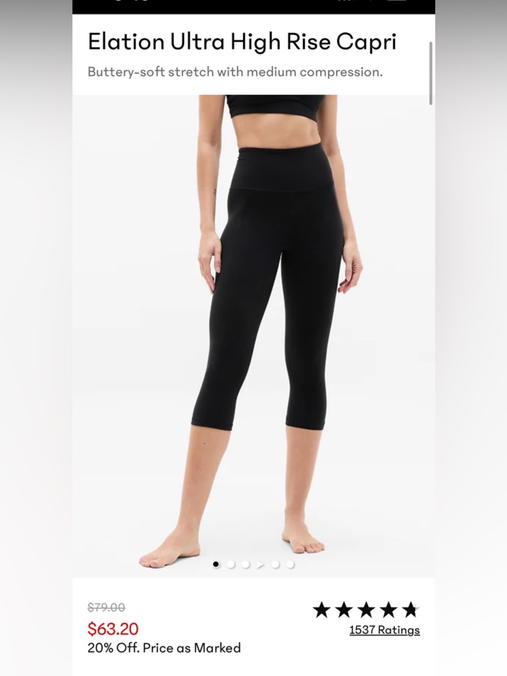 Athleta Black High-Rise Capri Leggings